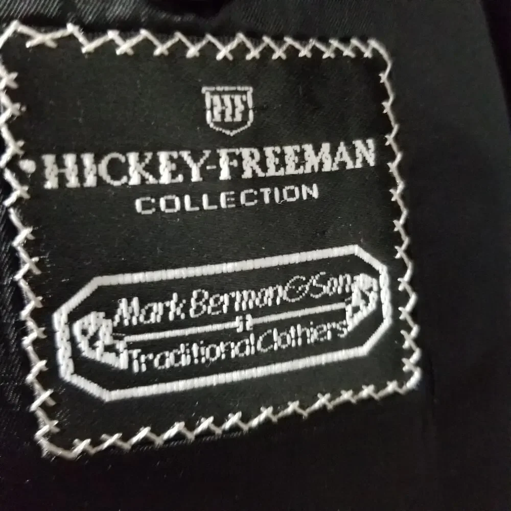 Hickey Freeman Suit Jacket Mens 46 Long Loro Piana Super 120s Wool USA Union